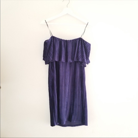 Sanctuary Stitchfix Blue Velvet Off-Shoulder Dress, NWT - Picture 5 of 7